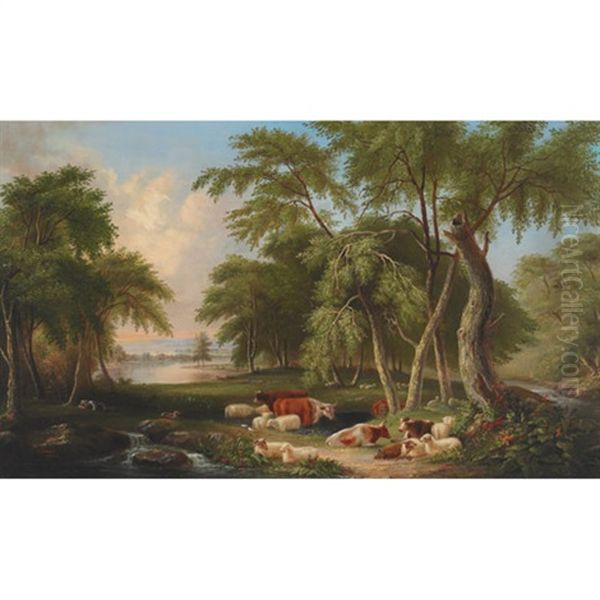 Pastoral Landscape With Cattle And Sheep - view 1