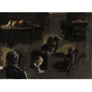 Eakins Father, Table With Oranges (sketches) by Thomas Cowperthwait Eakins