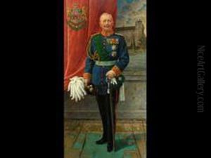 Portrait Von Konig Friedrich August Iii. Von Sachsen In Paradeuniform Mit Orden by Toni Aron