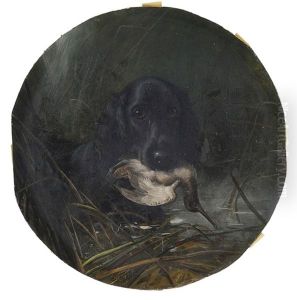 Flat-coated Retriever With Woodcock by George Earl