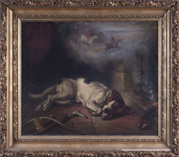 Foxhound Before A Fire, Dreaming Of The Hunt - view 1