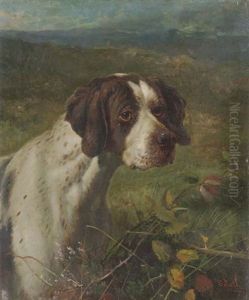 A Pointer In A Moorland Landscape by George Earl
