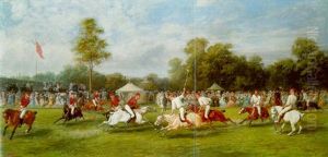 A Polo Match At Hurlingham Between The Royal Horse Guards And The Monmouthshire Team, Played On 7 July 1878 by George Earl