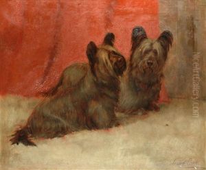 Portrait Of Two Skye Terriers by Maud Earl