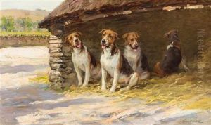 Dogs In A Kennel by Maud Earl