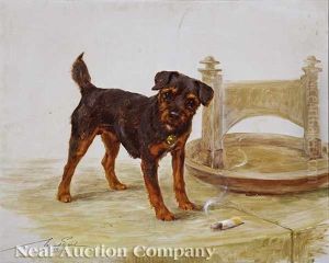 Terrier Pup With Discarded Cigar And Boot Scraper