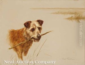 Terrier Fetching A Stick by Maud Earl