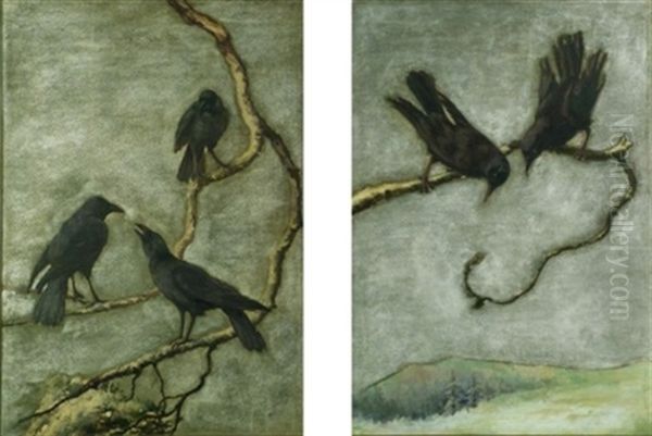 Birds Perched On Winter Branches (+ Another, Similar; Pair) - view 1