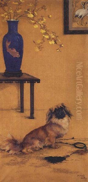 A Pekinese In An Oriental Interior - view 1