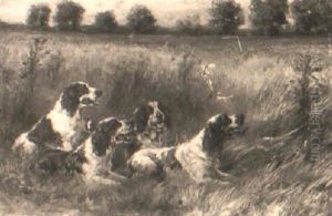 English Setters Retrieving by Maud Earl