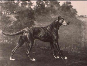 A Brindled Great Dane In A Landscape by Maud Earl