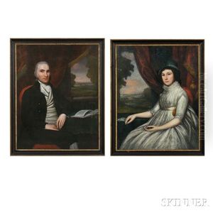 Pair Of Portraits Of Northhampton, Massachusetts, Clockmaker Isaac Gere by Ralph Earl