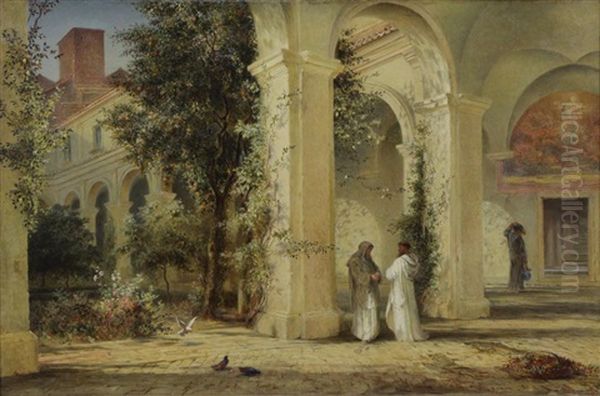 Monks In The Cliosters - view 1