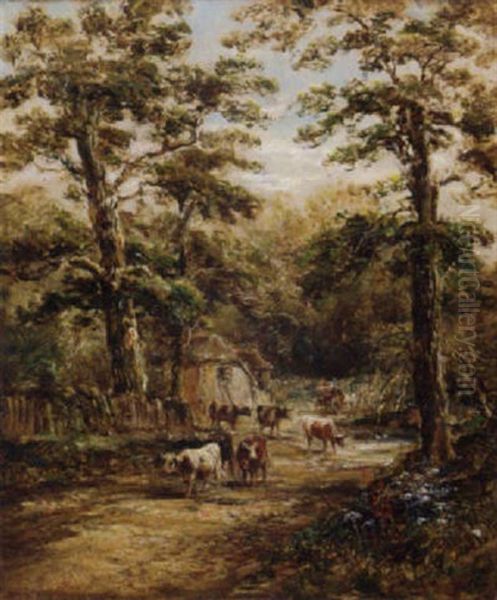 Cattle By A Cottage In A Wood - view 1