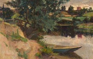 Boat By A Pond by Sir Alfred East