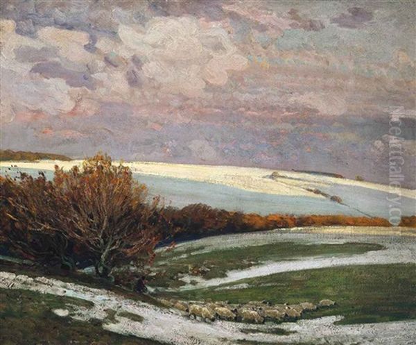 Sheep In A Landscape, Winter - view 1