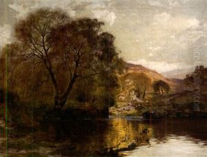 Herbstliche Seenlandschaft Mit Prachtvollem Sonnenlichteinfall by Sir Alfred East