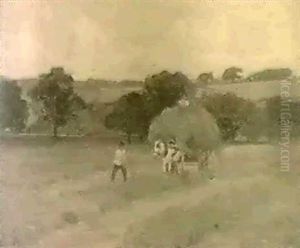 Carting Hay, Warwickshire & Estuary Scene With   Moored Boats
