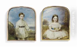 George Charles Herbert, Later 4th Earl Of Powis (1862-1952) As A Child, Holding A Spade And Crab In A Coastal Landscape; Together With A Portrait Of His Sister Magdalen Lucy Herbert (1864-1957), Seated In A Landscape With A Bird