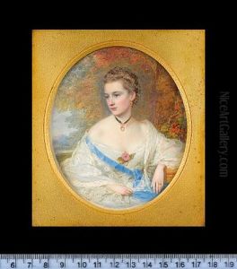 Mrs Kirkman Finlay (nee Jane Callander) Aunt Muff, Wearing White Dress, Lace Shawl, Blue Purse On A Ribbon Worn Across Her Chest