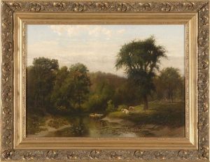 Landscape With Grazing Cattle by Charles Harry Eaton