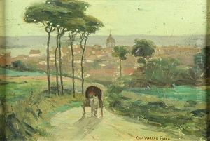 Horse And Wagon Leaving A Seaside Village by Charles Warren Eaton