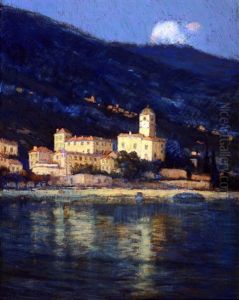 Nocturne - City By The Shoreline, Bellagio, Lake Como, Italy by Charles Warren Eaton