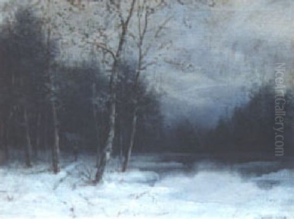 Figure By A Pond In Winter - view 1