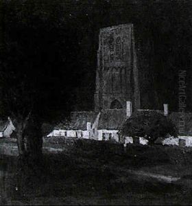 Flemish Village At Night by Charles Warren Eaton
