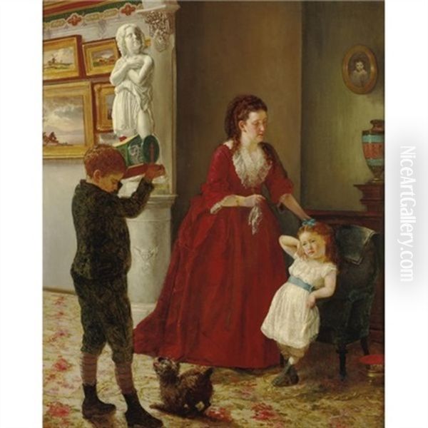 Mother And Children In An Interior - view 1