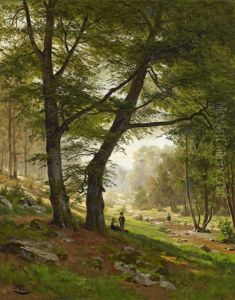 Kinder Auf Einer Lichtung Am Waldbach by Fritz Ebel