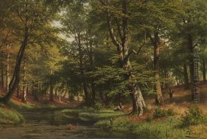 Reisigsammlerinnen Im Buchenwald by Fritz Carl Werner Ebel