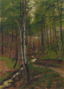 Waldbach Im Fruhling by Fritz Carl Werner Ebel