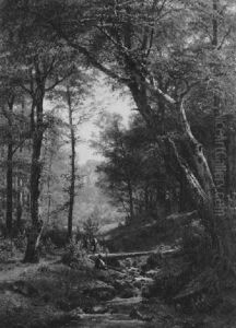 Waldinneres Mit Kindern Am Bach Waldinneres Mit Kindern Am Bach
