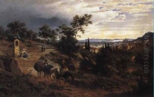 Reisende In Sudlicher Kustenlandschaft Reisende In Sudlicher Kustenlandschaft