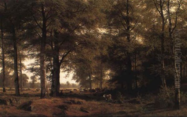 Eine Bewaldete Landschaft Mit Einem Kuhhirten Und Seiner Herde - view 1