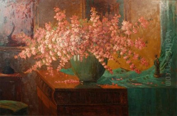 Still Life With Vase Full Of Flowers And Figurine - view 1