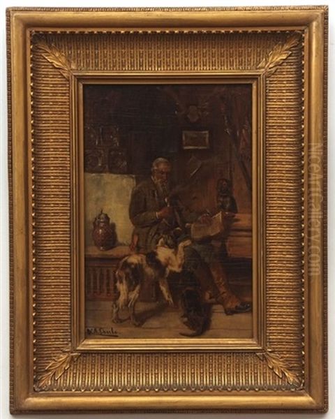 Interior Scene With Man And Dogs - view 1