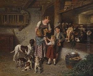 Im Kuhstall by Adolf Eberle