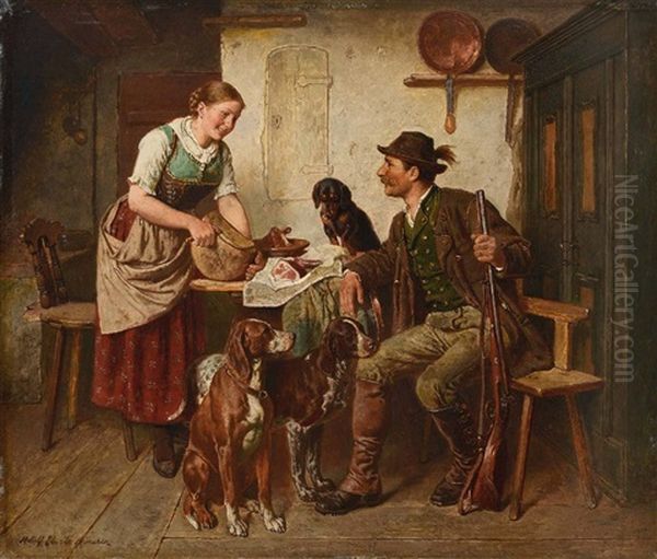Dirndl Und Jager Bei Der Brotzeit - view 1