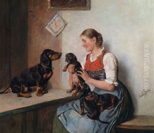 Bewunderte Dackelwelpen by Adolf Eberle