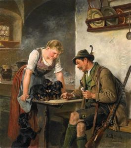 Die Magd Prasentiert Ihre Welpen by Adolf Eberle