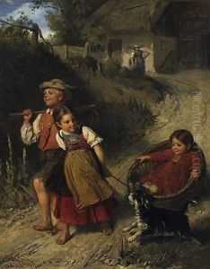 Spielende Bauernkinder Auf Dem Weg Zum Feld Spielende Bauernkinder Auf Dem Weg Zum Feld