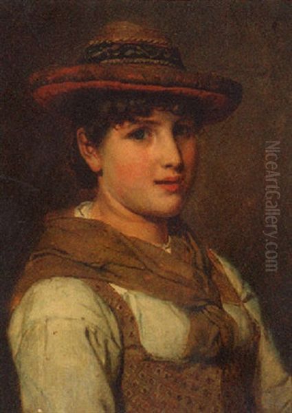 A Portrait Of A Young Lady Wearing A Hat - view 1
