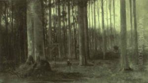 Reisigsammlerin Im Herbstwald by Adolf Eberle