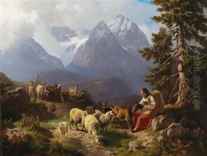 Sheep And Goatherders With Cattle Returning Home