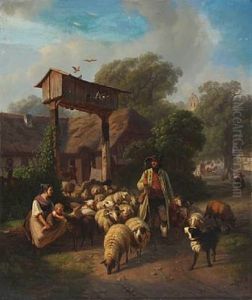 A Shepherd With His Flock