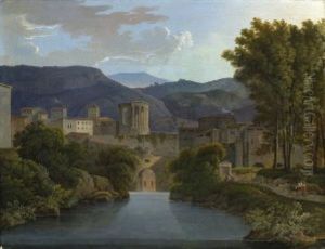 Blick Auf Tivoli Mit Dem Vestatempel by Johann Christian Eberlein