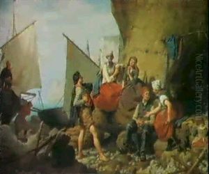 Italiensische Fischerszene by Emil Ebers