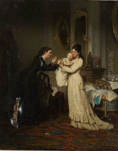Zwei Junge Damen Mit Kind by Johan Daniel Ebersbach